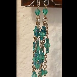 Elegant Green Beaded Dangle Earrings